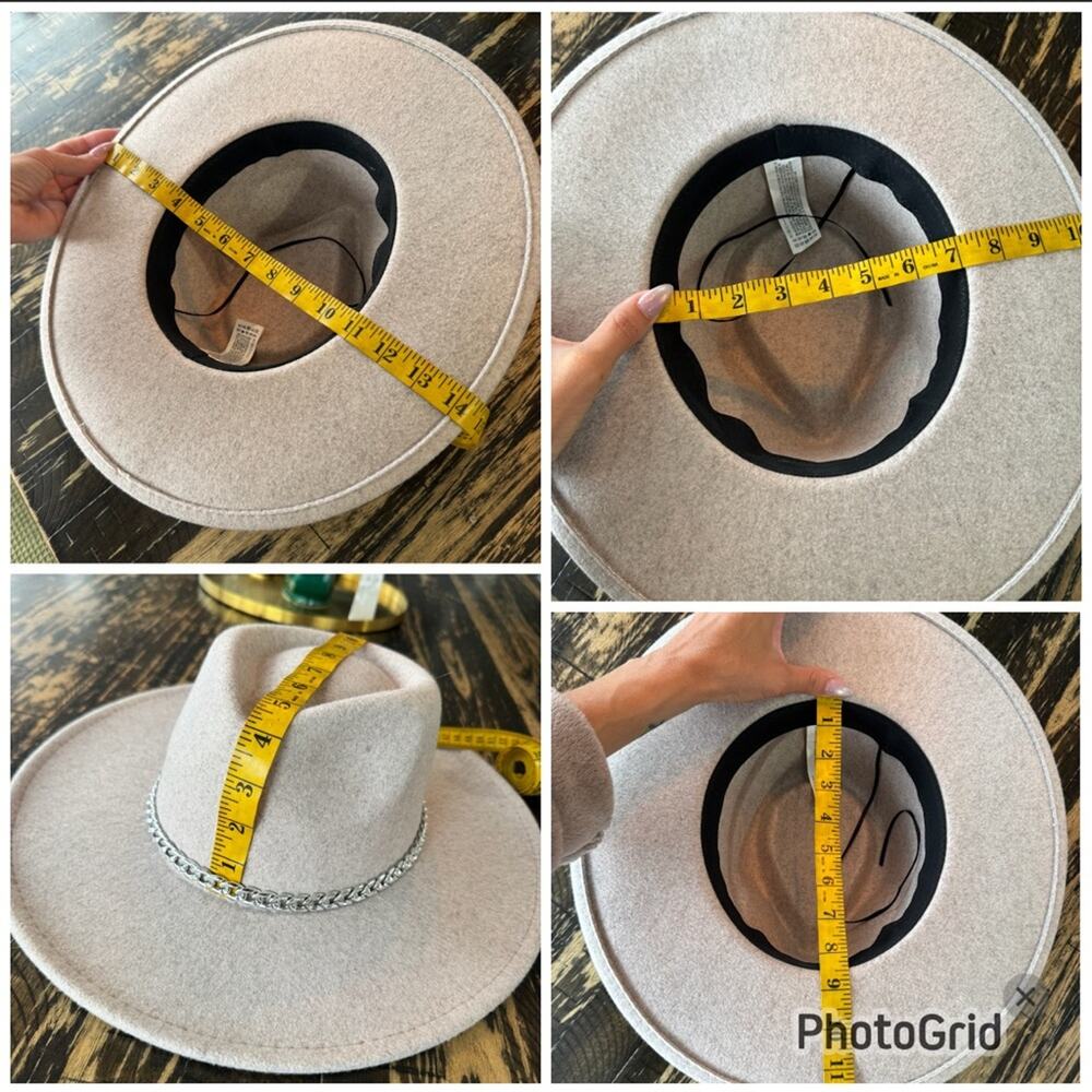 Cream Wide Brim Country Cowboy Winery Hat – One Size (Adjustable) - Picture 16 of 17